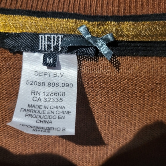 D.E.P.T Caramel Knit Top with White Accents & Attach Sleeve - Picture 3 of 4